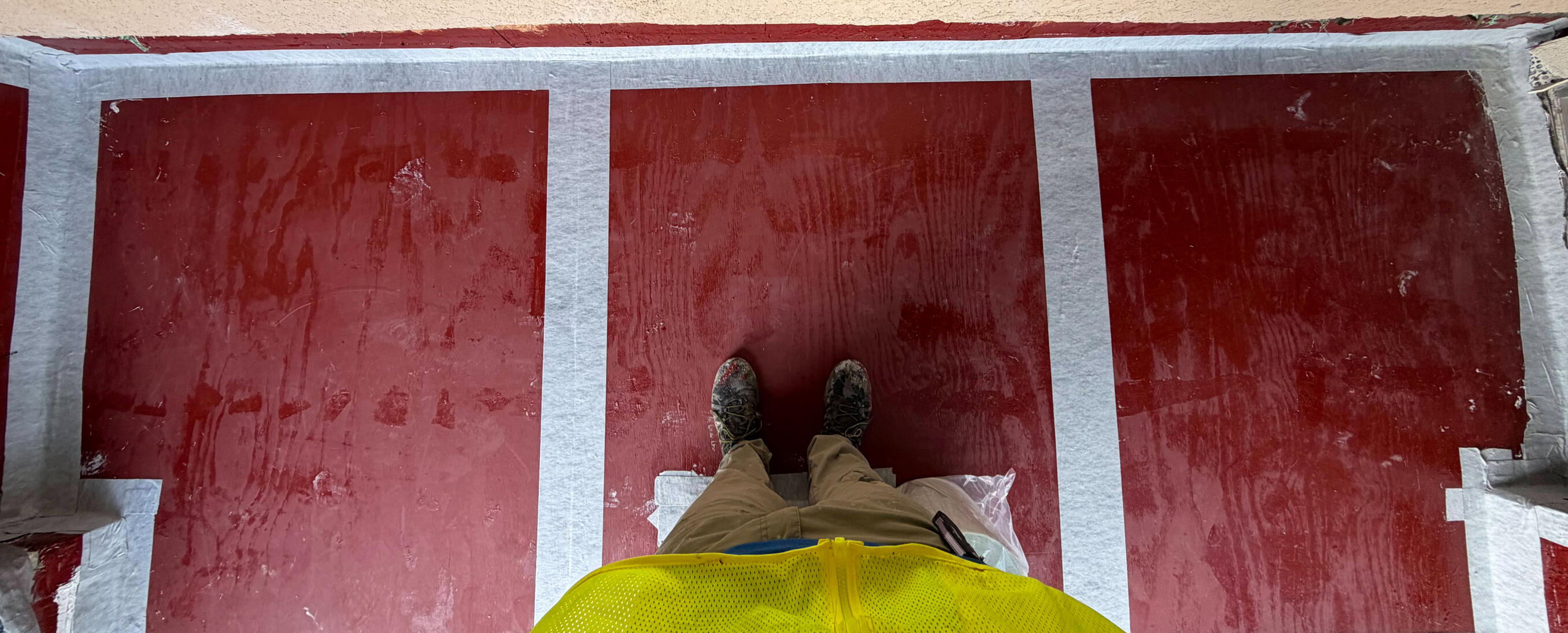 This preparatory application secures the surface with a heavy-duty epoxy primer for maximum adhesion. Structural joints are fortified using polymeric rubberized tape and elastomeric sealant to ensure a stable, monolithic base. This preparatory application secures the surface with a heavy-duty epoxy primer for maximum adhesion. Structural joints are fortified using polymeric rubberized tape and elastomeric sealant to ensure a stable, monolithic base.