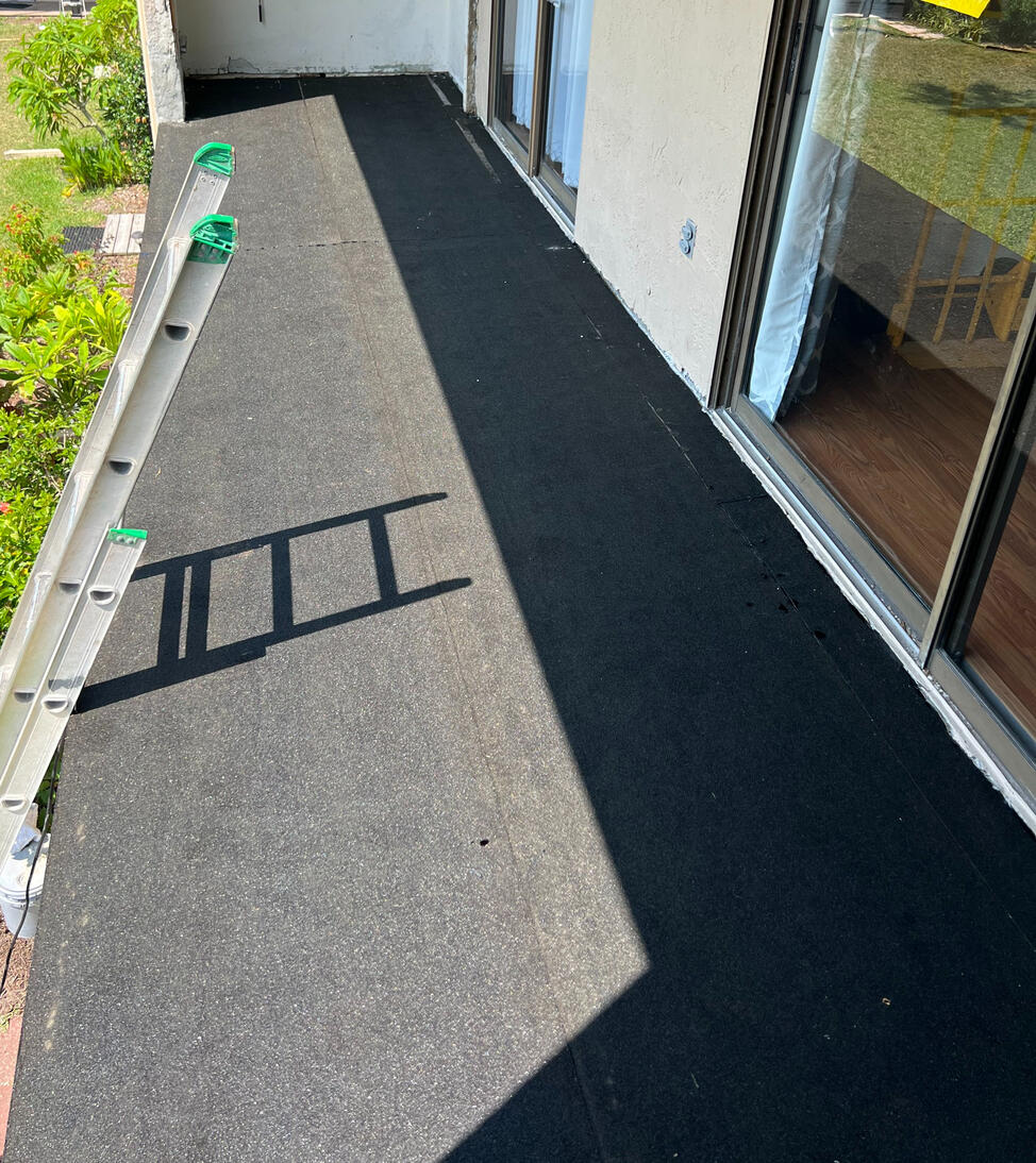 Condominium Balcony with Self-Sealing Mineral Membrane. Condominium Balcony with Self-Sealing Mineral Membrane.